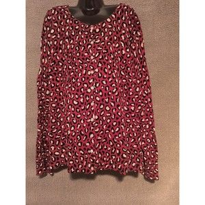 Old Navy Women's XL Red Leopard Print Button Up Cardigan Sweater Cotton 2013